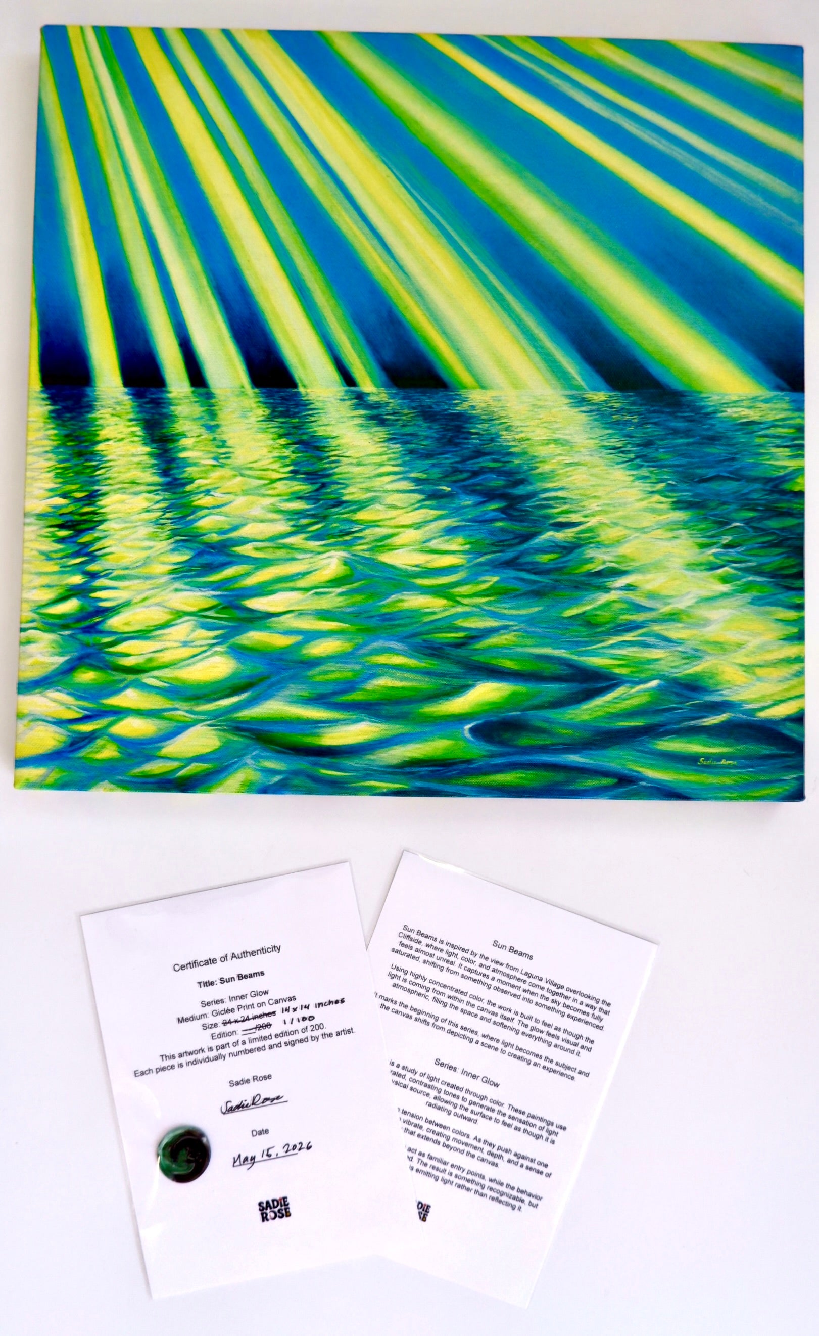 Sun Beams | 14x14  Stretched Canvas Print - Transparent Utopia by Sadie Rose