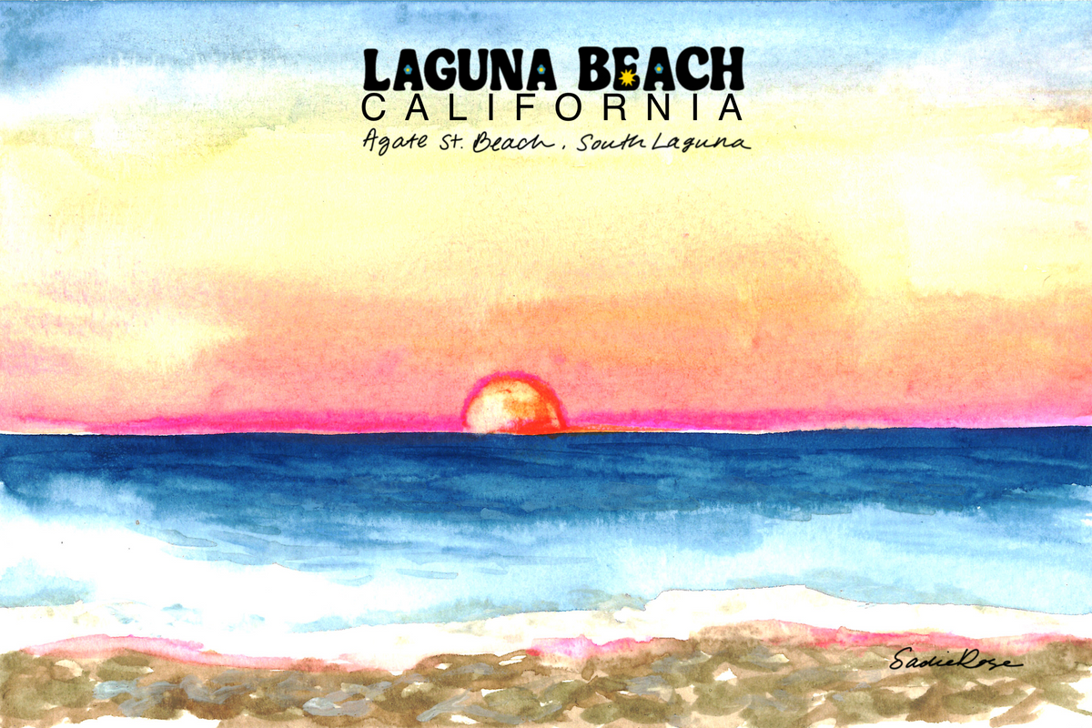 Postcard - Agate St. Beach Red Sun - Transparent Utopia by Sadie Rose