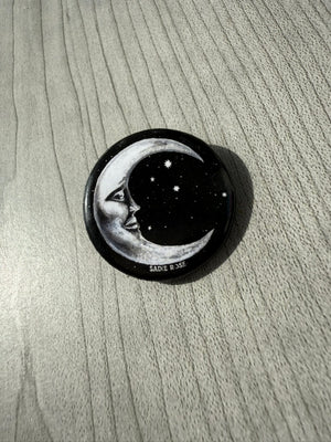 🌙 Button Pin – Crescent Moon - Transparent Utopia by Sadie Rose