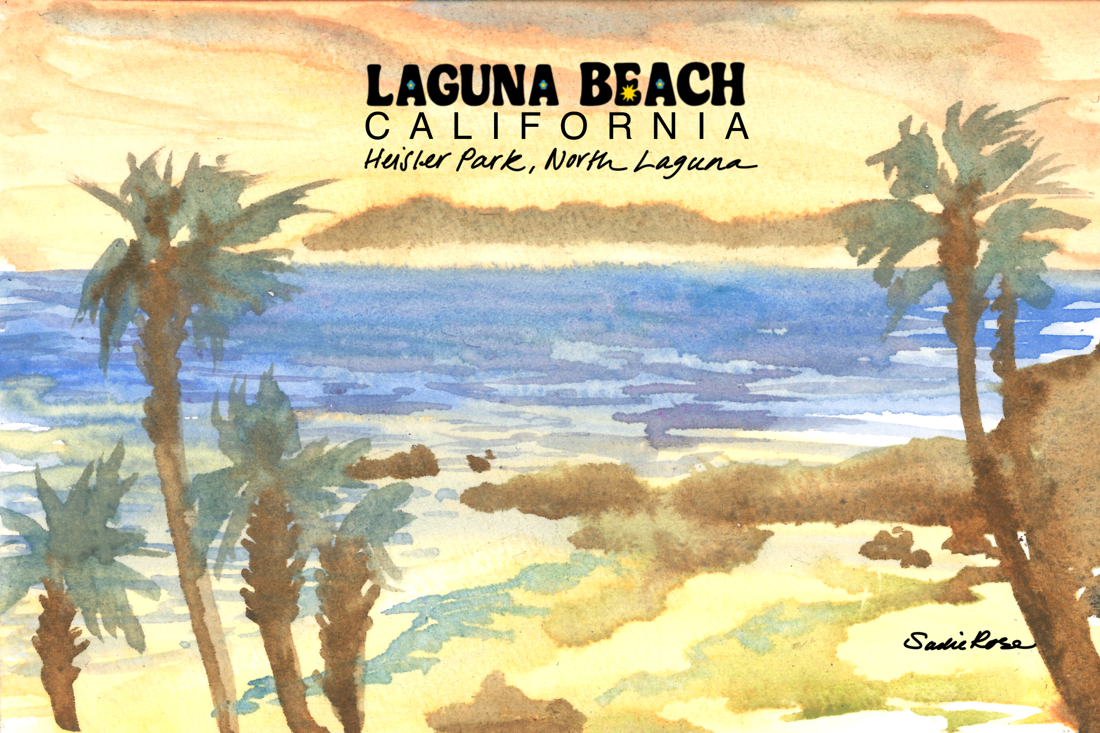 Postcard - Heisler Park Palm Trees - Transparent Utopia by Sadie Rose