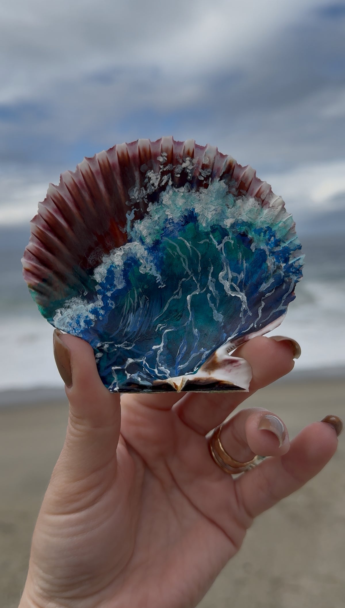 🐚 Sea Treasures 🌊 Hand Painted Shells · Original Mini Seascapes - Transparent Utopia by Sadie Rose