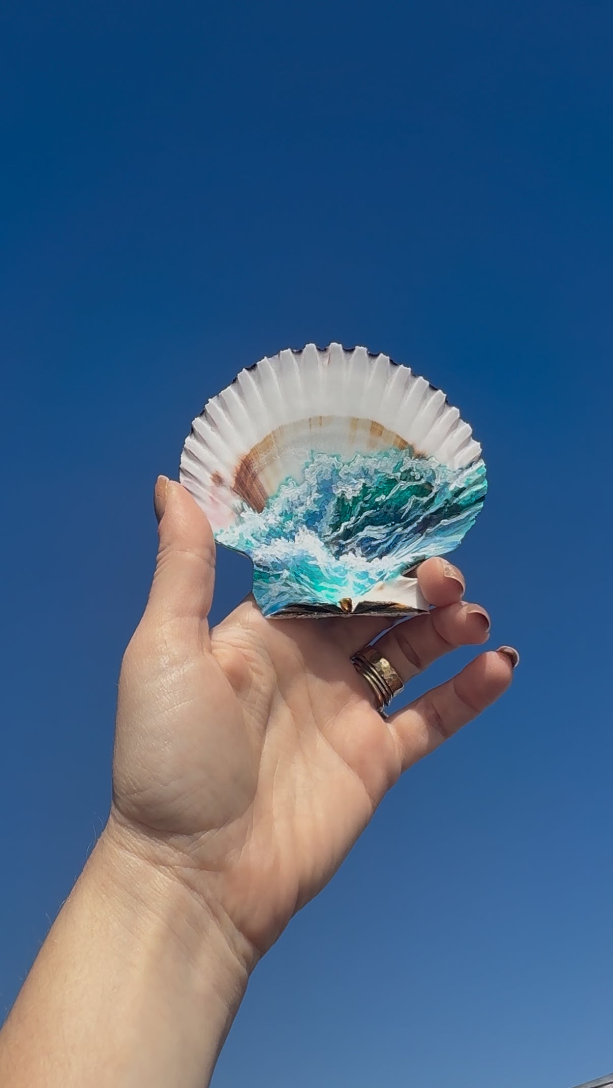 🐚 Sea Treasures 🌊 Hand Painted Shells · Original Mini Seascapes - Transparent Utopia by Sadie Rose