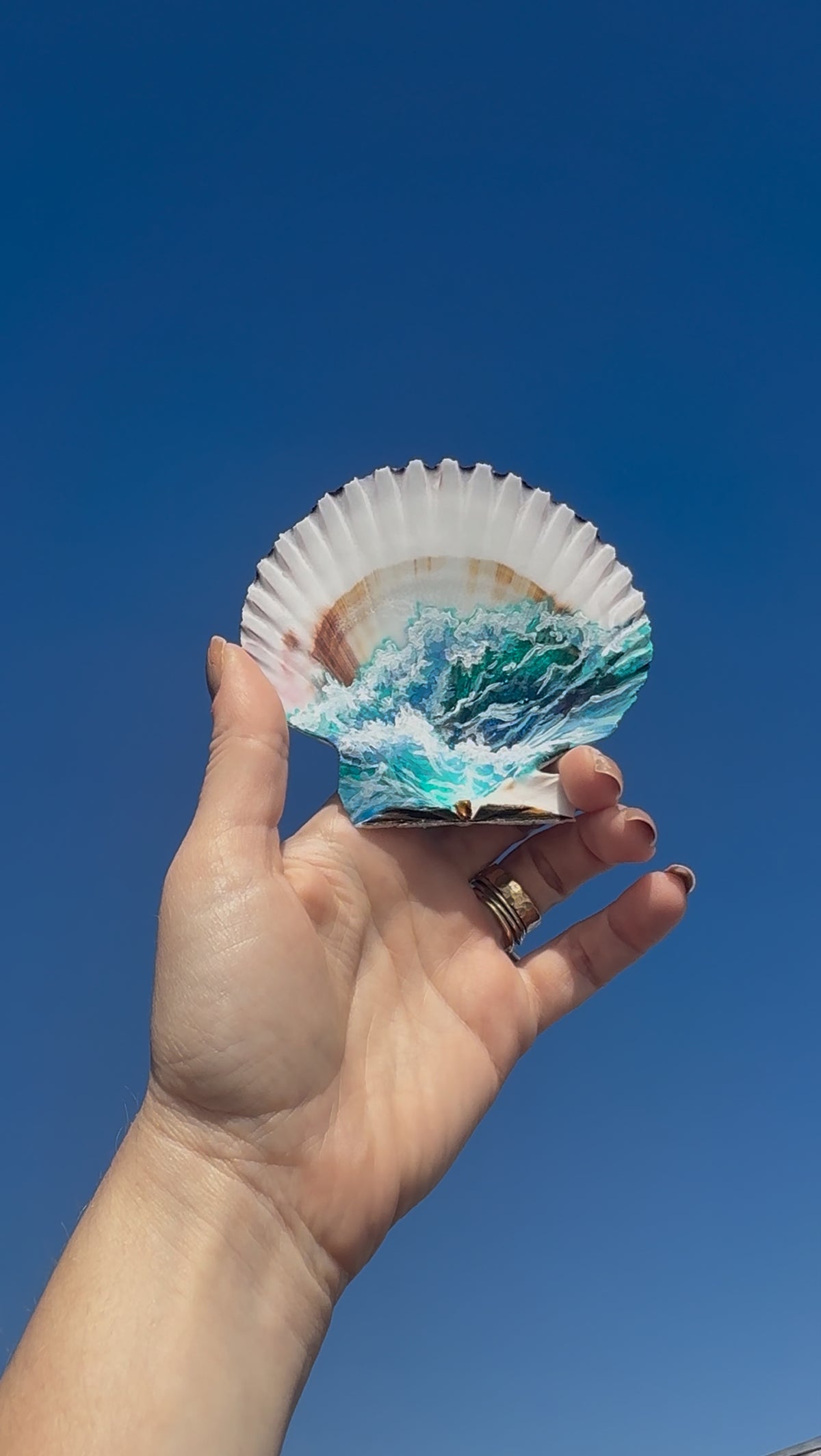 🐚 Sea Treasures 🌊 Hand Painted Shells · Original Mini Seascapes - Transparent Utopia by Sadie Rose
